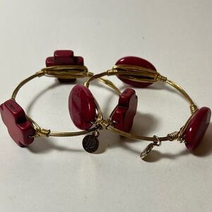 2pc Bourbon and Bowties Red Stone Bangle Bracelets